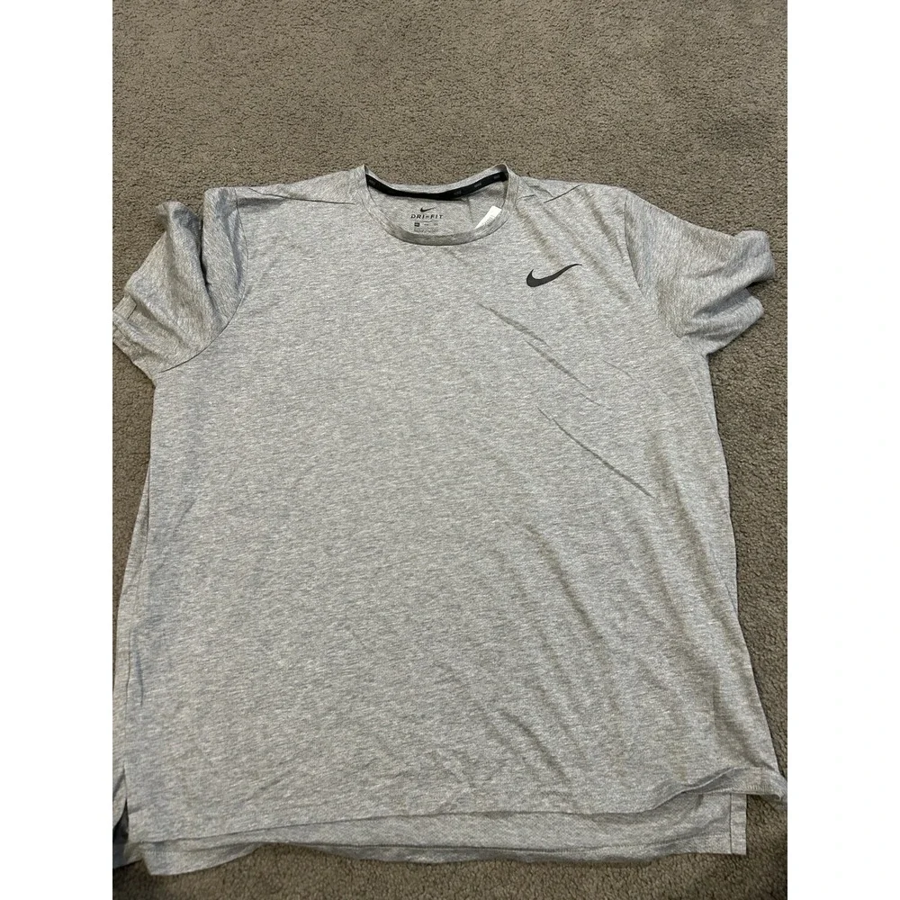 Nike‎ Dri-Fit Men's 2XL Short Sleeve T-Shirt Grey Performance Training Athletic